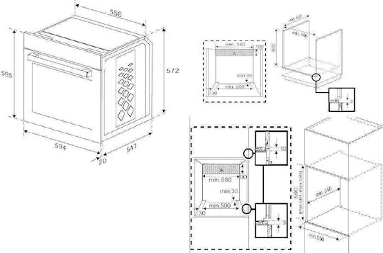 Cuptor Deasupra Blatului 72lt L59.4cm.