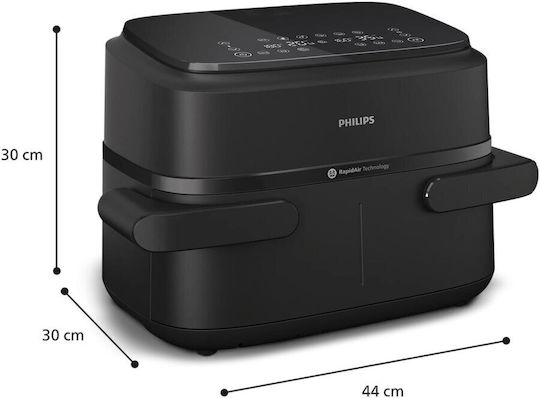 Philips Series 1000 Heißluftfritteuse mit Doppel-Abnehmbarer Korb 7.1Es Schwarz