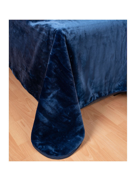 Silk Fashion Κουβέρτα Βελουτέ Υπέρδιπλη 220x240εκ. Μπλε 5206978075407