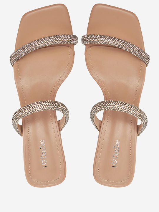 Mules mit Niedrig Absatz in Beige Farbe