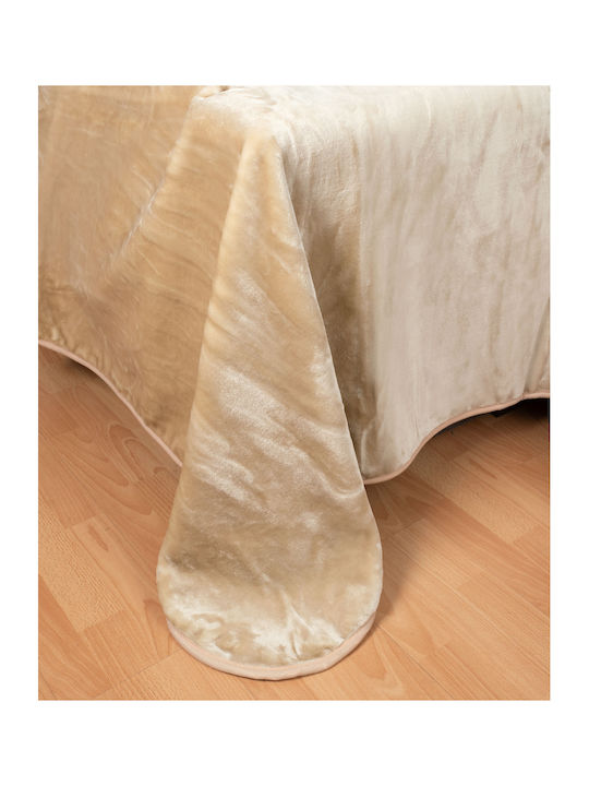 Silk Fashion Κουβέρτα Βελουτέ Υπέρδιπλη 220x240εκ. Μπεζ