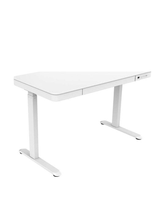 Schreibtisch Holz White mit Metallbeinen & verstellbarer Höhe 140x70cm