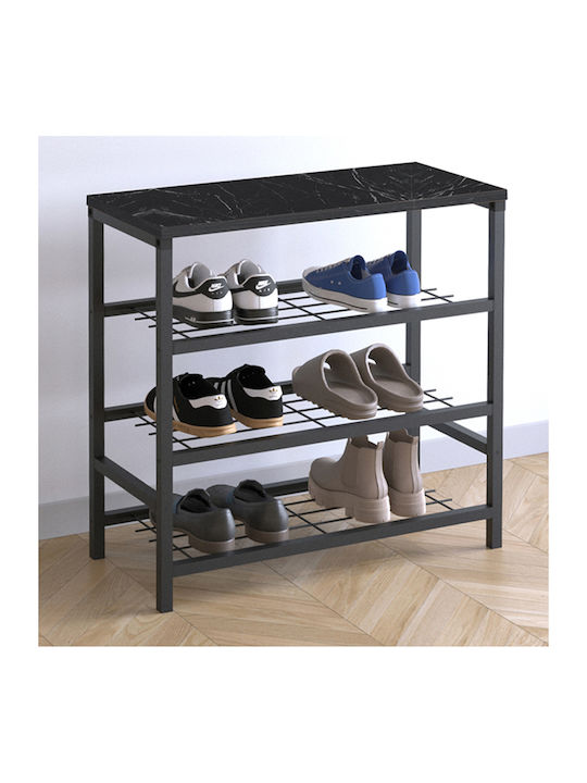 Dalia Wooden Shoe Organizer with 3 Shelves Black 65x30x67cm