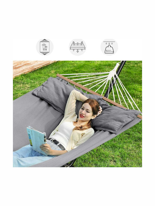 Songmics Хамак Двойна Тъкан Сив 210x150cm
