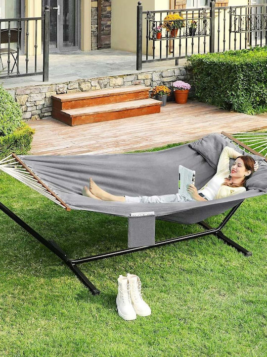 Songmics Хамак Двойна Тъкан Сив 210x150cm