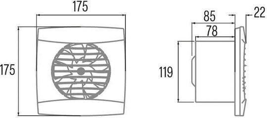 Cata Wall-mounted Ventilator Bathroom 100mm Silver
