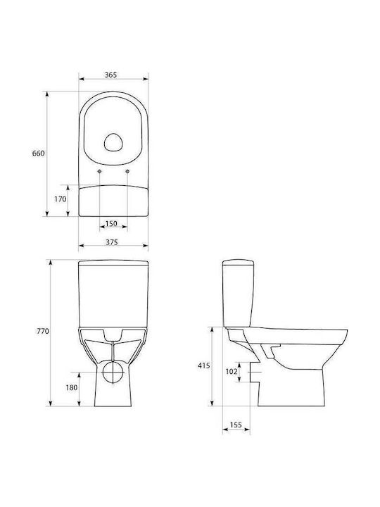 Cersanit Toaletă de podea Fără margine cu sistem de descărcare cu Capac Duroplast Albă