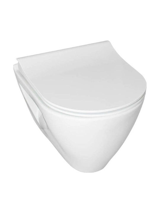 Cersanit Монтирана На Стена Тоалетна с Slim Капак Duroplast Софт Клоуз Бяла