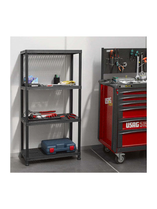 Ραφιέρα Πλαστική Linea Tempo με 5 Ράφια Μαύρη 70x30x174cm