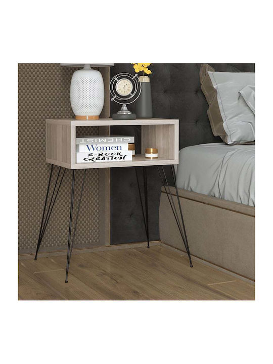 Κομοδίνο Naida Ξύλινο Ivory - Black 45x30x59cm