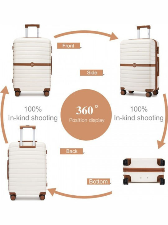 Miss Lulu Reisekoffer Kabine Cream und Braun mit 4 Räder Höhe 55cm