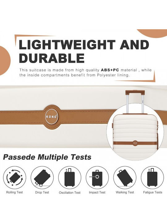 Miss Lulu Reisekoffer Kabine Cream und Braun mit 4 Räder Höhe 55cm