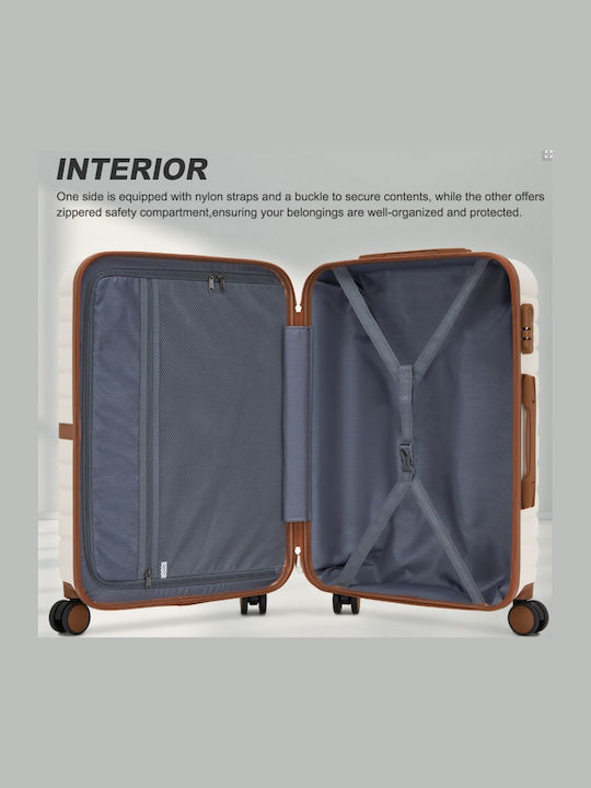 Miss Lulu Reisekoffer Kabine Cream und Braun mit 4 Räder Höhe 55cm