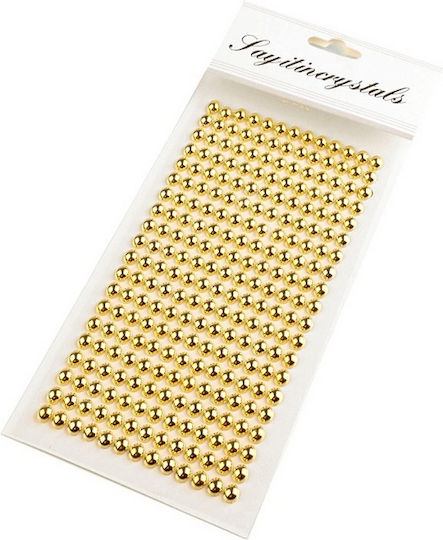 Αυτοκόλλητες Πέρλες Χρυσές Βάση 6mm 260τεμ