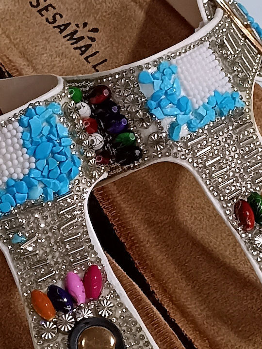 Flache Sandalen für Damen Anatomisch in Weiß Farbe