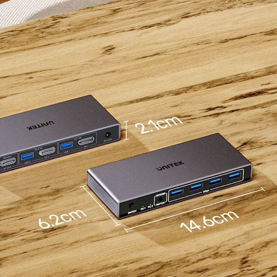 Unitek V1310A KVM & Data Switch με DisplayPort / USB 3.0