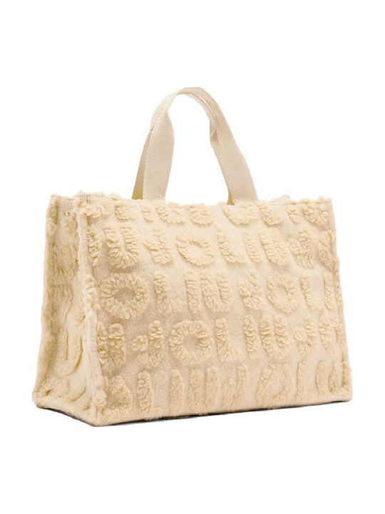 Damen Tote Tasche Mit Fell Beiges