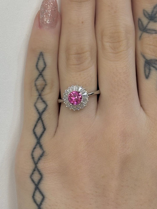 Mentzos Ring with Zircon made of Silver
