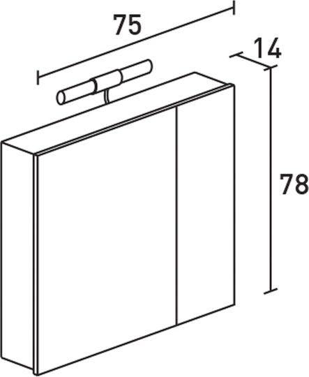 Pro Bagno 632MA-W15 Καθρέπτης από Μοριοσανίδα με Ντουλάπι 85x78cm