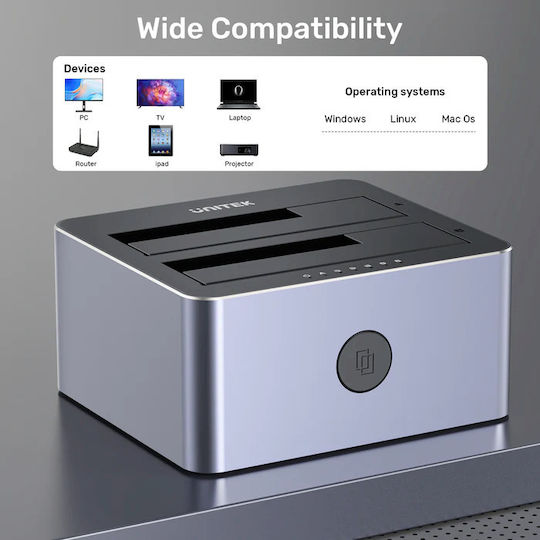 Unitek SATA6G Dual Bay HDD Docking Station Aluminum Black Y-3026