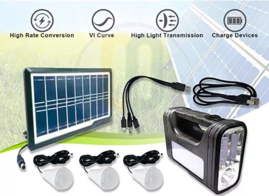 Foxmag24 Solar Batterieladegerät Kit Lampe Taschenlampe Usb 3 Birnen 6v 4ah