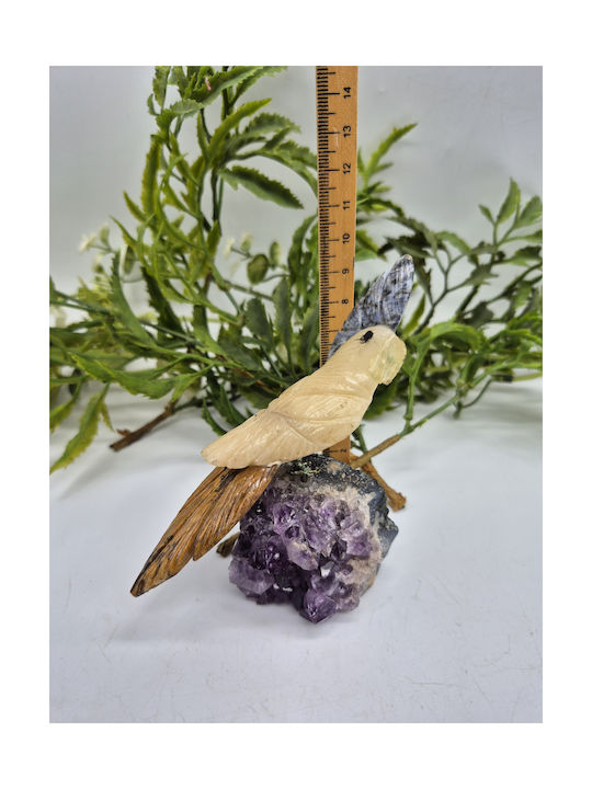 Handmade Carved Decorative Parrot With Natural Semi-Precious Stones