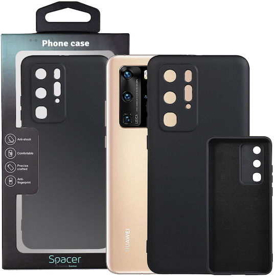 Калъф За Мобилен Телефон Huawei P40 Pro Задна Корица Вид Гъвкав Силиконов Материал + Микрофибър Вътрешност Черен