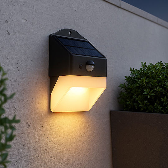 123led Wall Mounted Solar Light 2W 220lm Warm White 3000K with Motion Sensor and Photocell IP65