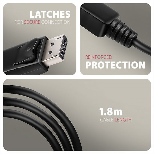 Axagon Кабел DisplayPort мъжки - HDMI мъжки 1.8м Черен