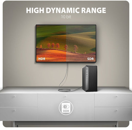 Axagon Кабел DisplayPort мъжки - HDMI мъжки 1.8м Черен