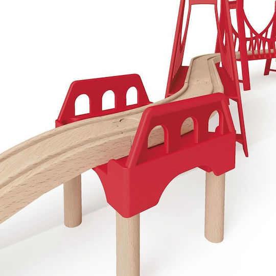 Hape Extended Double Suspension Bridge Railroad Tracks made of Wood for 3++ Years