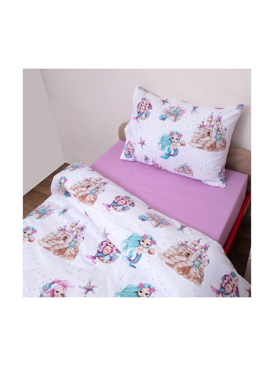 Viopros Kids Sheets Set Single with Elastic Band Cotton White 100x200cm 3 Pieces
