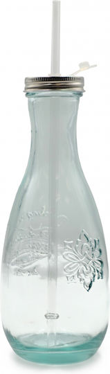 Authentic Eco-friendly Glass Water Bottle with Screw Cap Beige 600ml