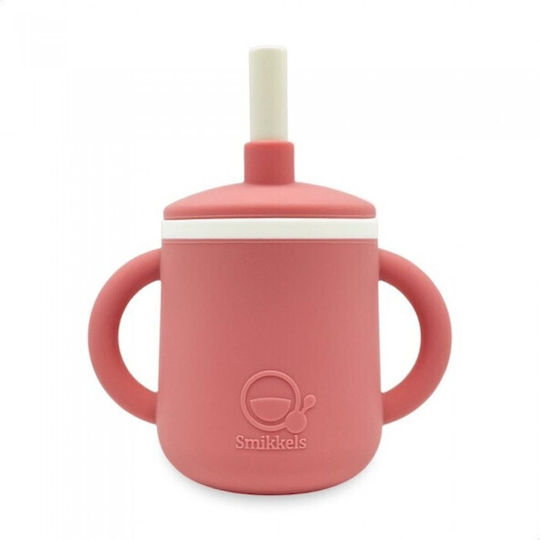 Smikkels Baby Cup with Handles and Straw made of Silicone Pink 180ml