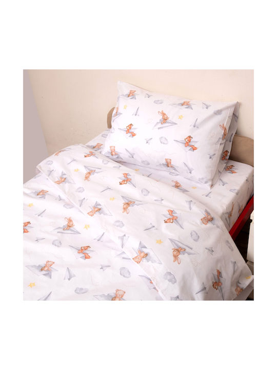 Viopros Set Baby Sheets Crib Cotton Huck White 120x160cm 3 Pieces