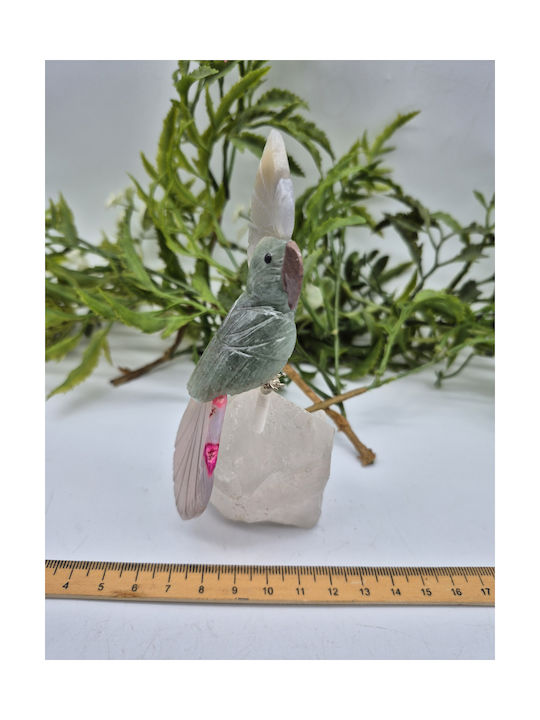 Handmade Carved Decorative Parrot With Natural Semi-Precious Stones
