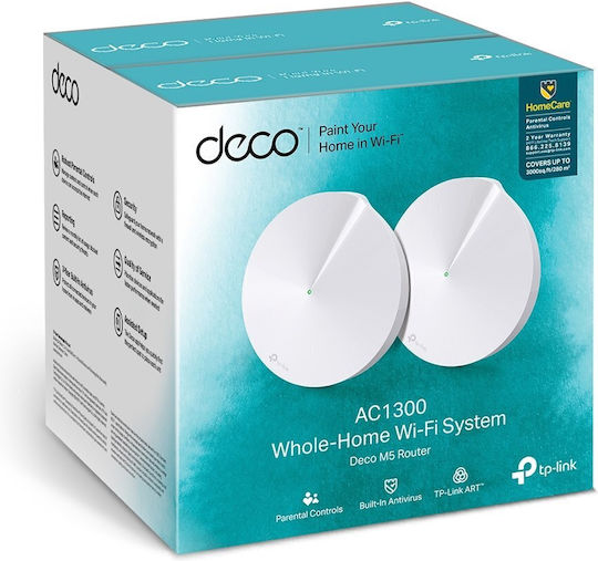 TP-LINK Deco M5 v1 WiFi Mesh Network Access Point Wi‑Fi 5 Dual Band (2.4 & 5GHz) σε Διπλό Kit
