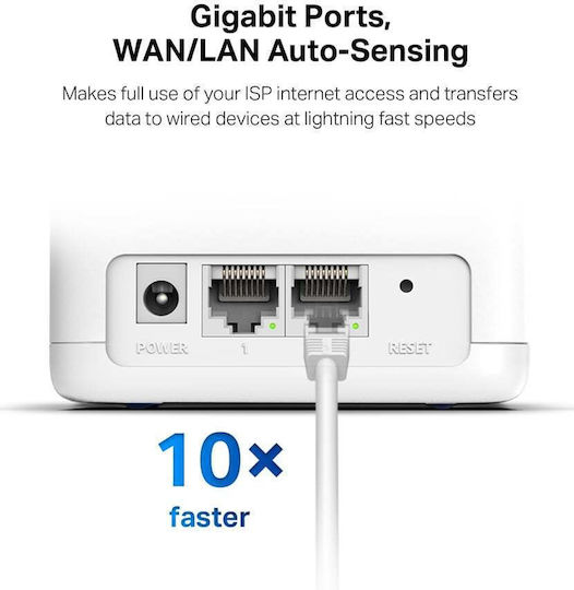 Mercusys Halo H30G v1 WiFi-Mesh-Netzwerk Zugriffspunkt Wi‑Fi 5 Dualband (2,4 & 5 GHz) in Doppelter Bausatz