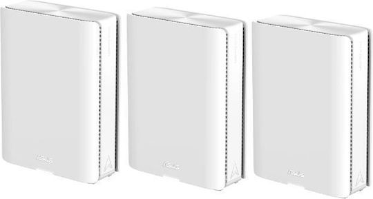 Asus ZenWiFi BQ16 v1 WiFi Mesh Network Access Point Wi‑Fi 7 Quad Band (2.4 & 5 & 5 & 6GHz) σε Τριπλό Kit Λευκό