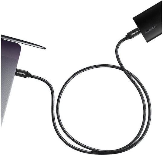 Axagon Braided USB 3.2 Video Cable USB-C male - USB-C 100W PD Μαύρο 2m BUCM32-CM20AB