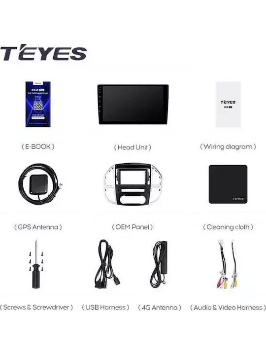 Teyes Cc3 2k Navigație Auto Mercedes-Benz Vito 3 2014-2020 4+64gb 10.36" Qled Octa-core 2ghz Android 4g Bluetooth 5.1 Dsp