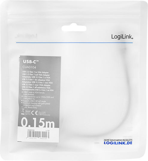 LogiLink Convertor USB-C / VGA masculin în USB-C / VGA feminin Gri 1buc CUA0104