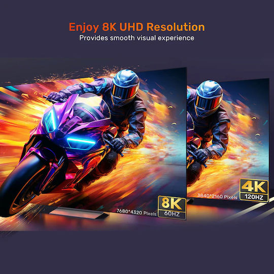 Unitek HDMI 2.1 Ultra High Speed 48Gbps 4K 120Hz HDR VRR Cable HDMI male - HDMI female 3m Μαύρο
