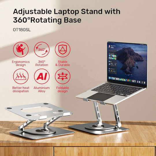 Unitek OT180SL01 Βάση Στήριξης για Laptop έως 16" Ασημί