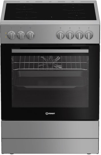 Indesit Κουζίνα 66lt με Κεραμικές Εστίες Π60εκ. Inox