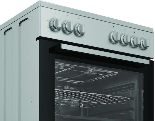 Indesit Κουζίνα 66lt με Κεραμικές Εστίες Π60εκ. Inox