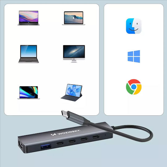 Wozinsky WHBC10Y4S USB-C Docking Station mit HDMI 4K PD Gray