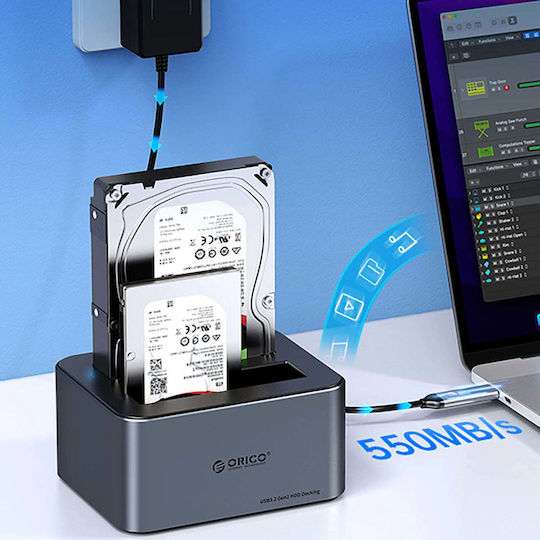 Orico Dockingstation für 5 Festplatten SATA 2.5" / 3.5" mit USB 3.2 / USB-C Verbindung (ORICO-6656C3-C-EU-GY-BP-HU)