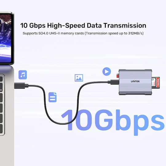 Unitek Cf Express Sd Microsd Card Reader Usb A 10 Gbps + Hub