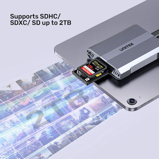 Unitek Cf Express Sd Microsd Card Reader Usb A 10 Gbps + Hub